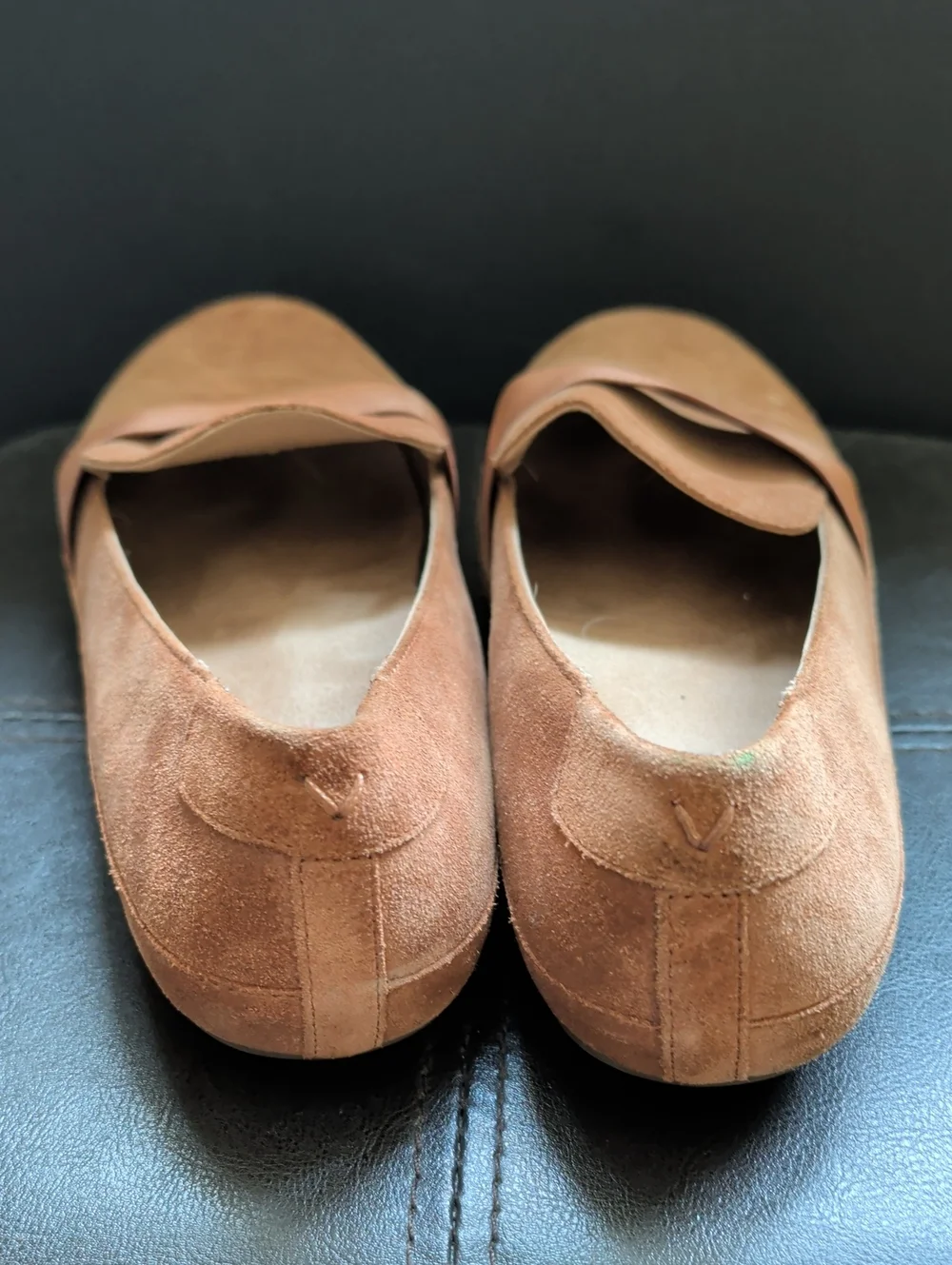 Vionic Bridget Tan Suede Leather Slip On Classic Comfort Flats Loafers Size 8W